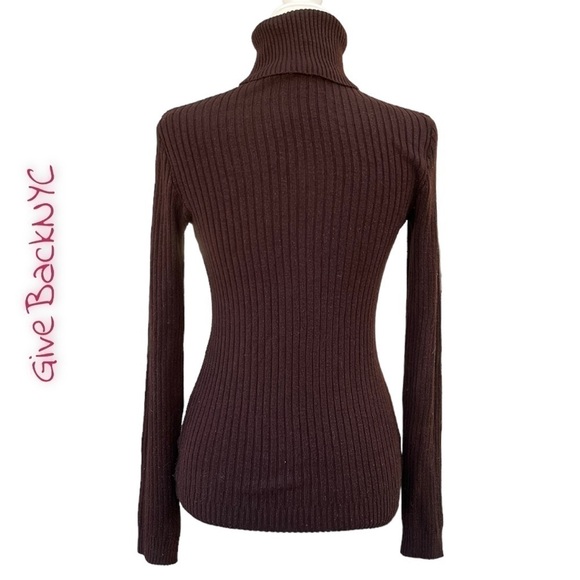 VINTAGE Tricot Joli Knit Turtleneck Sweater in Brown Size S - Picture 2 of 4